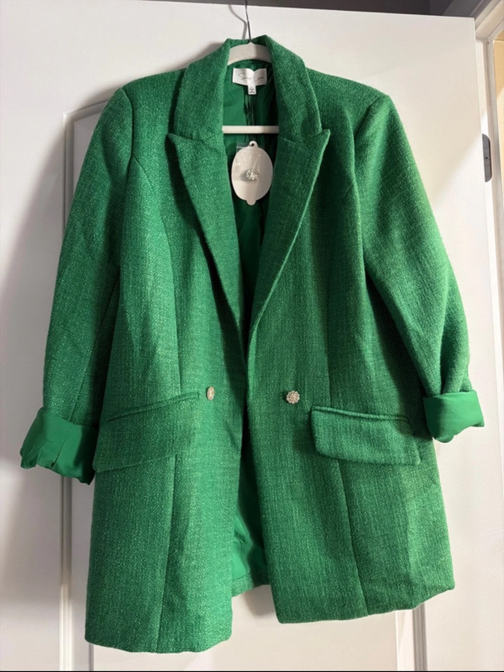 NWT Sweet Lemon Emerald Green Boyfriend Blazer.